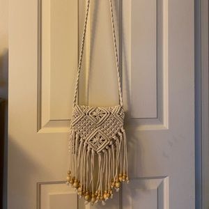 Macrame side purse